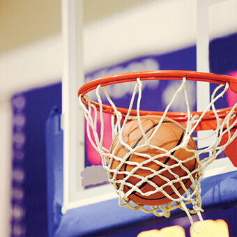 Basketball basket with the ball